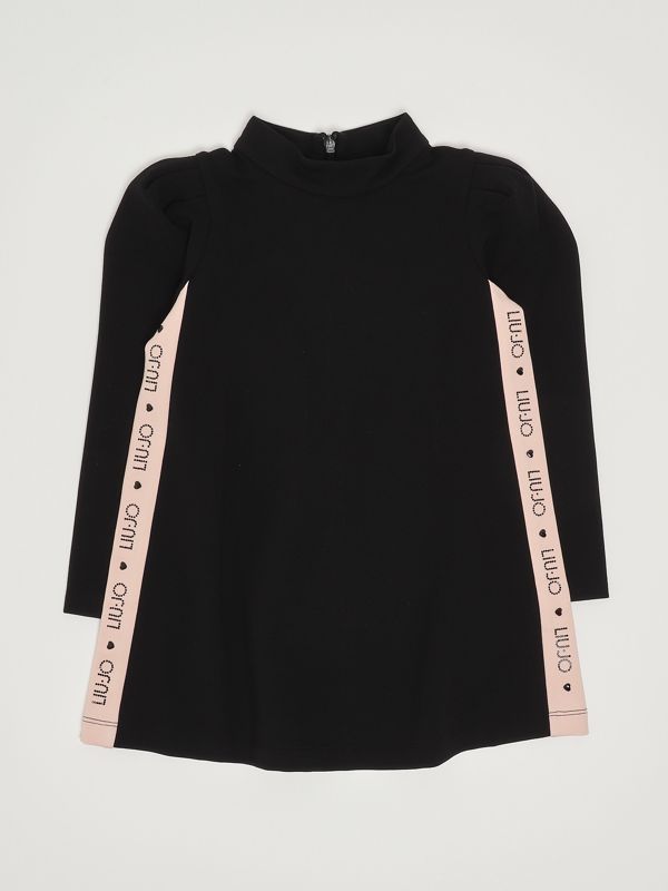 1. Abito bambina in jersey di viscosa stretch Nero Liu Jo kf5038j4882