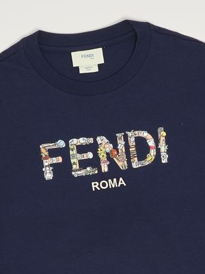 3. T-shirt bambino in cotone Blu Fendi jmi4877aj