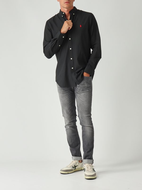 2. Slim fit stretch cotton poplin shirt for men Black Polo Ralph Lauren 710928254