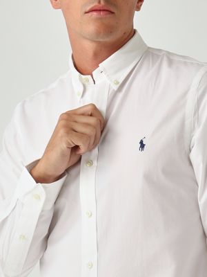 5. Slim fit stretch cotton poplin shirt for men White Polo Ralph Lauren 710928254
