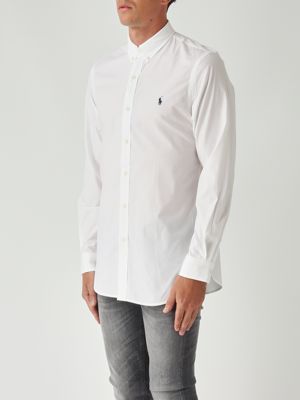 3. Slim fit stretch cotton poplin shirt for men White Polo Ralph Lauren 710928254