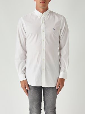 Herrenhemd in schmaler Passform aus Stretch-Baumwollpopeline Weiß Polo Ralph Lauren