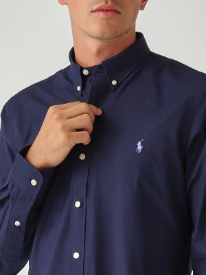 5. Slim fit stretch cotton poplin shirt for men Navy blue