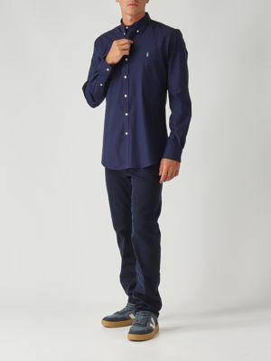 2. Slim fit stretch cotton poplin shirt for men Navy blue