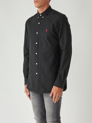 3. Slim fit stretch cotton poplin shirt for men Black