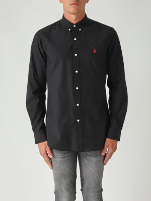 Herrenhemd in schmaler Passform aus Stretch-Baumwollpopeline Schwarz Polo Ralph Lauren