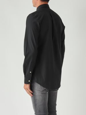 4. Slim fit stretch cotton poplin shirt for men Black