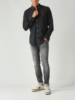 2. Slim fit stretch cotton poplin shirt for men Black