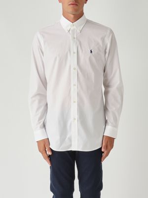 Maßgeschneidertes Herrenhemd aus Stretch-Baumwollpopeline Weiß Polo Ralph Lauren