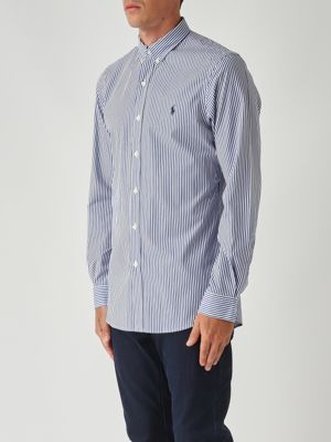 3. Herrenhemd in schmaler Passform aus Stretch-Baumwollpopeline Weiß-Marine Polo Ralph Lauren 710928254