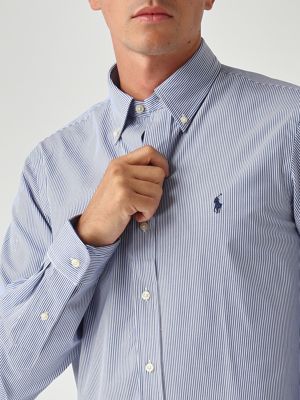 4. Chemise en popeline de coton extensible pour homme Blanc-Marine Polo Ralph Lauren 710928255