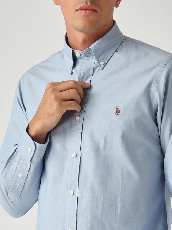 5. Custom fit stretch Oxford cotton shirt for men Sky blue Polo Ralph Lauren 710p06688
