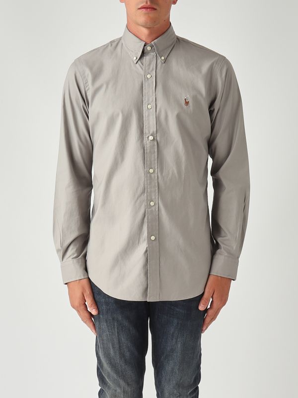 1. Custom fit stretch Oxford cotton shirt for men Gray Polo Ralph Lauren 710p06688