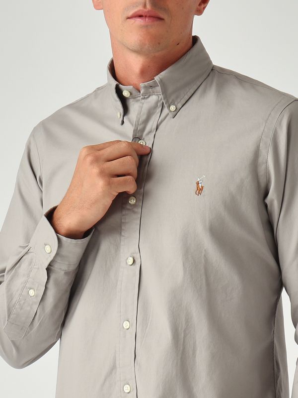 5. Custom fit stretch Oxford cotton shirt for men Gray Polo Ralph Lauren 710p06688