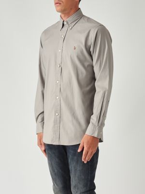 3. Custom fit stretch Oxford cotton shirt for men Gray