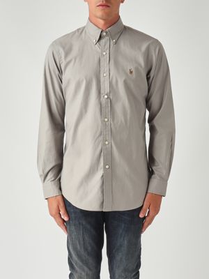 Maßgeschneidertes Herrenhemd aus Oxford-Baumwollstretch Grau Polo Ralph Lauren