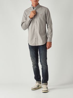 2. Custom fit stretch Oxford cotton shirt for men Gray