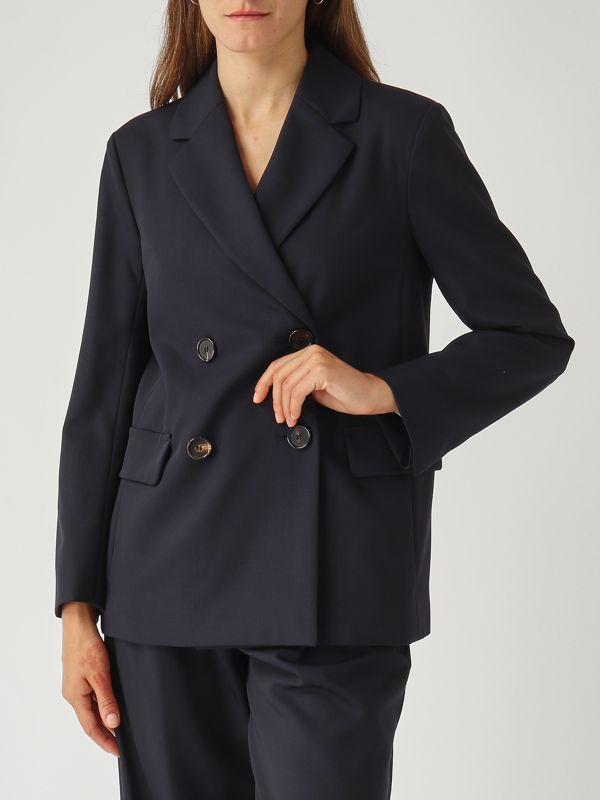 5. Blazer de mujer Ester de lana virgen Azul S Max Mara 2529046051600