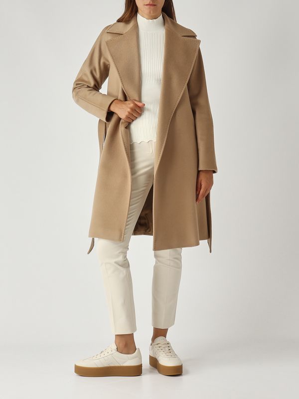 Max Mara Studio Dravenna virgin wool cloth coat for women - Camel