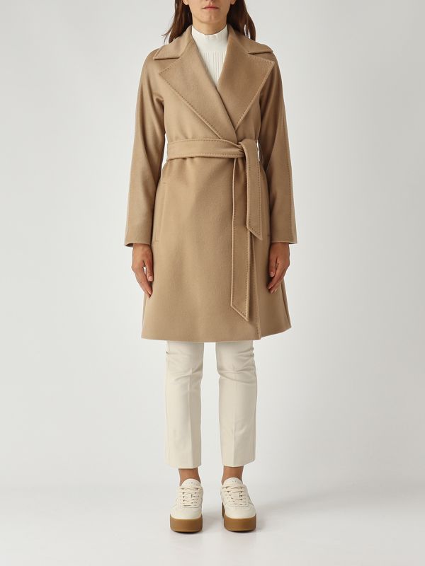 Max Mara Studio Dravenna virgin wool cloth coat for women - Camel