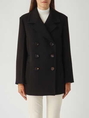 Caban donna Janzir in cady Nero Max Mara Studio