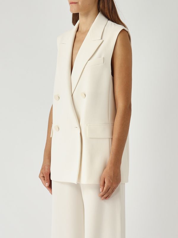 Max Mara Studio Pomez cady fabric vest for women - Cream