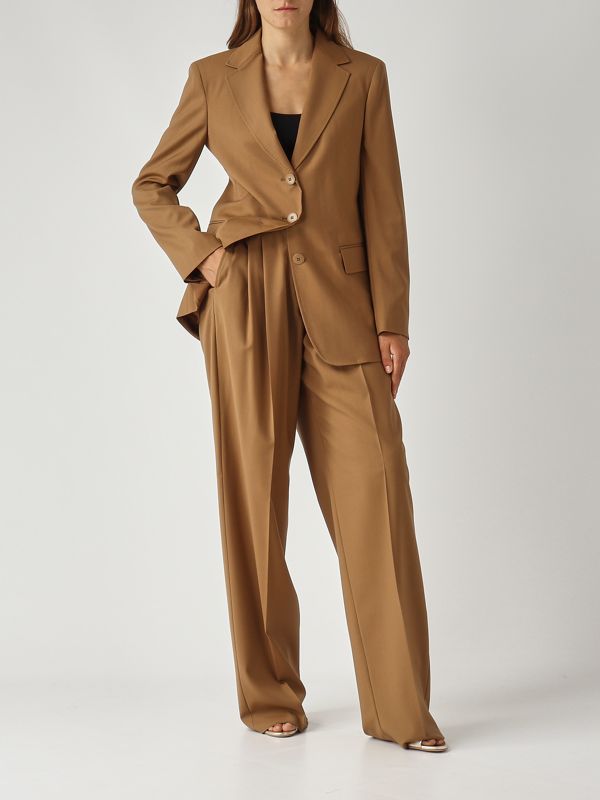 2. Blazer de mujer Nice en tejido de lana virgen Beige Oscuro Max Mara Studio 2526046101600