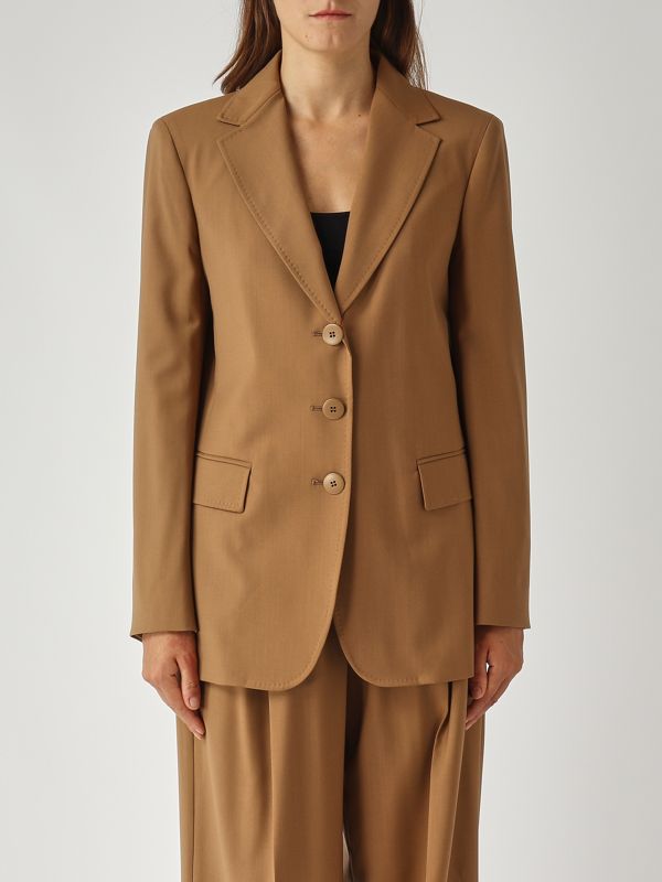 1. Blazer de mujer Nice en tejido de lana virgen Beige Oscuro Max Mara Studio 2526046101600