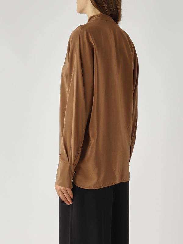 4. Blusa de mujer Caco en crepé de China de seda Caramelo Max Mara Studio 2526116051600
