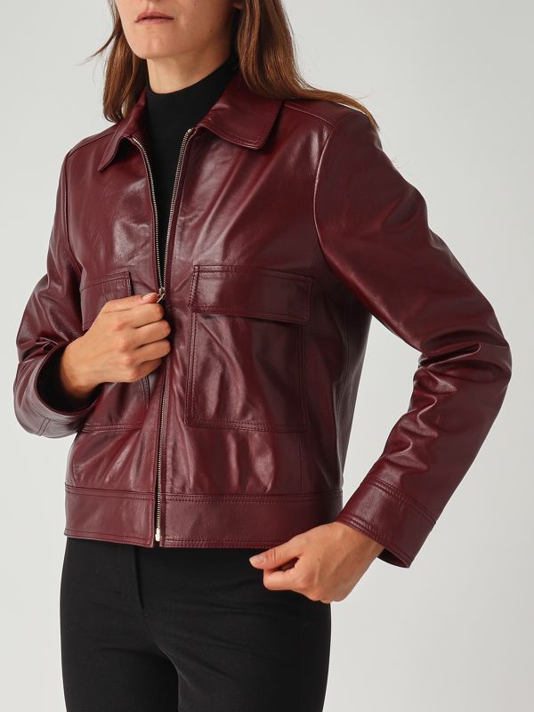 5. Chaqueta de mujer Nepet de piel Burdeos Max Mara Studio 2526446011600