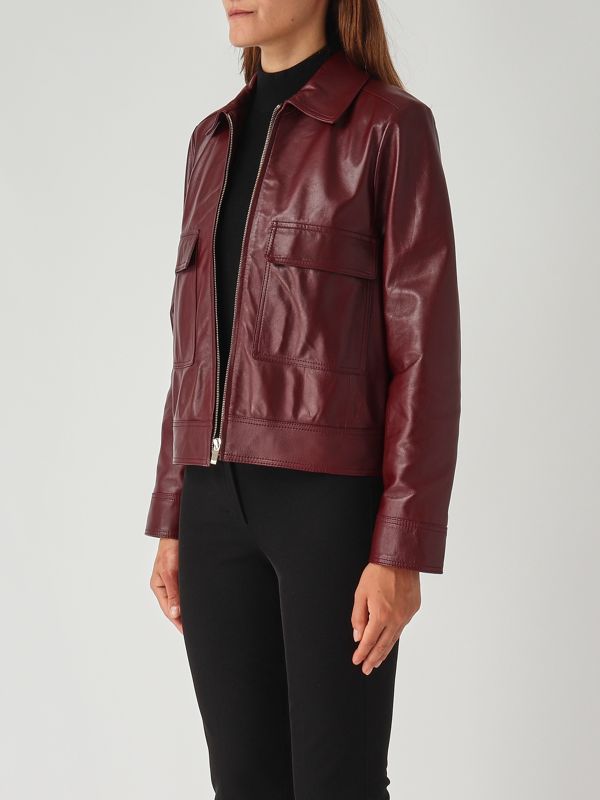 3. Chaqueta de mujer Nepet de piel Burdeos Max Mara Studio 2526446011600