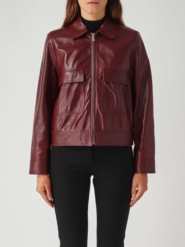 1. Chaqueta de mujer Nepet de piel Burdeos Max Mara Studio 2526446011600