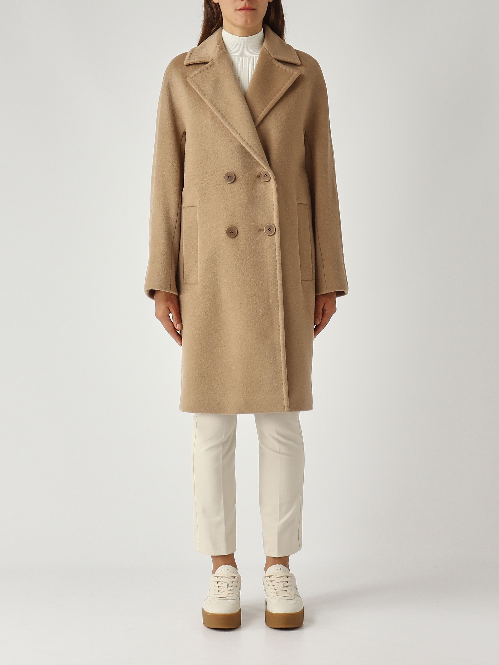 Agenda virgin wool coat for women 2526016081600 Camel | Caposerio.com