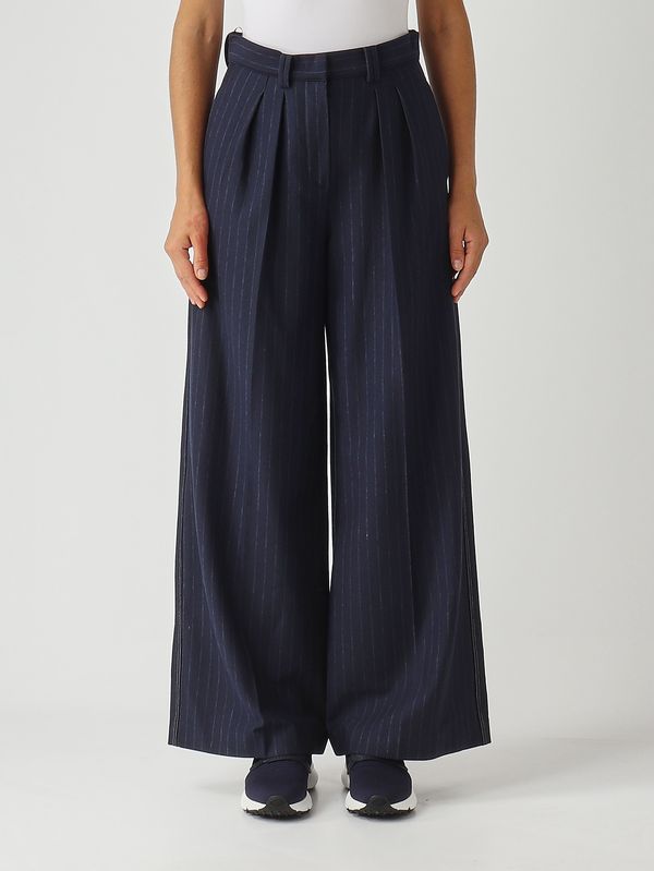 1. Pantalon femme Gela en mélange coton stretch Bleu Rayé MM Max Mara 2526786037600