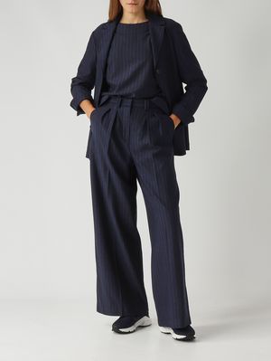 2. Women's Gela trousers in stretch cotton blend Pinstripe Blue MM Max Mara 2526786037600