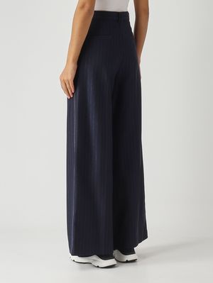 4. Women's Gela trousers in stretch cotton blend Pinstripe Blue MM Max Mara 2526786037600