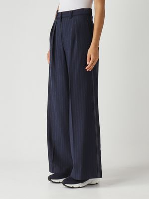 3. Women's Gela trousers in stretch cotton blend Pinstripe Blue MM Max Mara 2526786037600