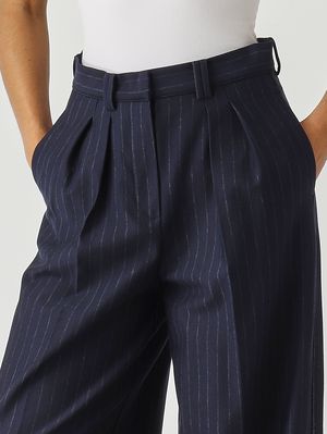 5. Women's Gela trousers in stretch cotton blend Pinstripe Blue MM Max Mara 2526786037600
