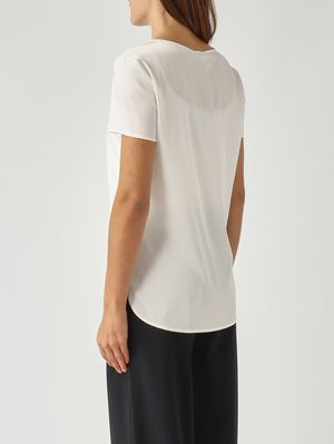 4. Blusa donna Cortona in seta stretch Bianco Ottico