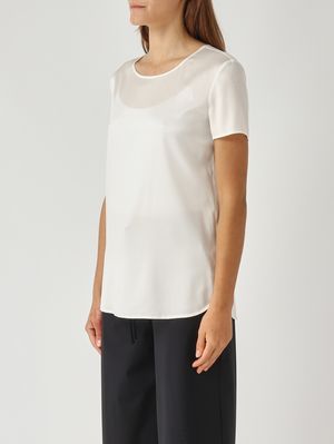 3. Blusa donna Cortona in seta stretch Bianco Ottico