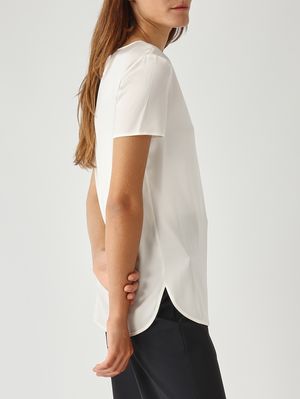 5. Blusa donna Cortona in seta stretch Bianco Ottico