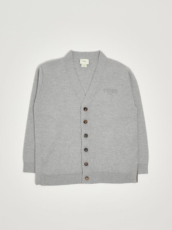 1. Virgin wool cardigan for boys Grey Melange Fendi jug191auku