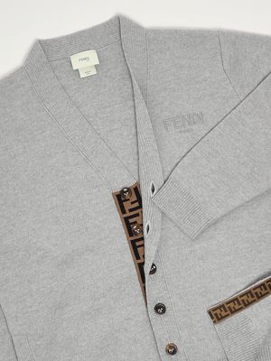 3. Virgin wool cardigan for boys Grey Melange Fendi jug191auku