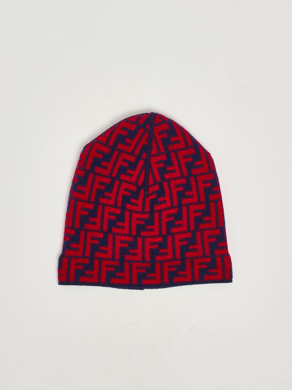 2. Gorro infantil de mezcla de lana y cachemira Azul-Rojo Fendi jup063ao29