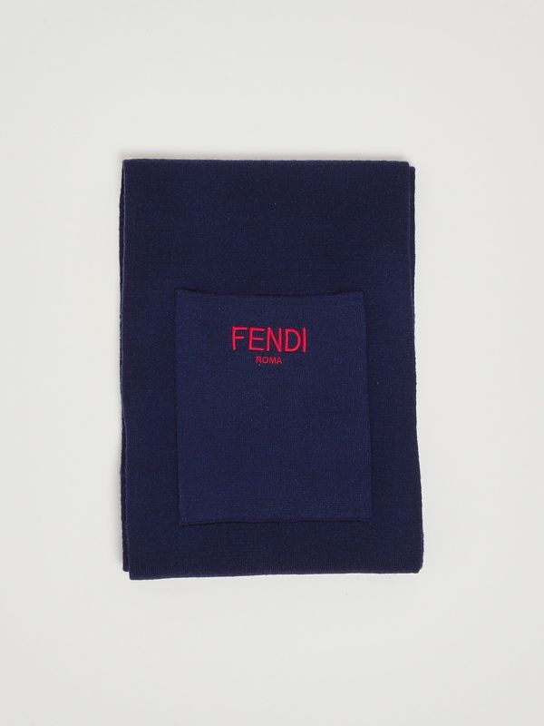 1. Écharpe en laine et cachemire pour garçon Bleu-Rouge Fendi juq020ao29