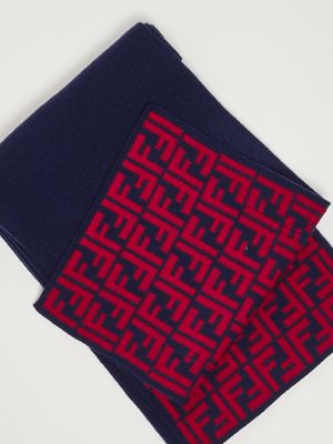 2. Écharpe en laine et cachemire pour garçon Bleu-Rouge Fendi juq020ao29