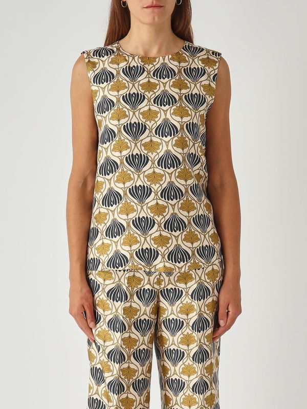 1. Haut Timetop en twill de soie pour femme Pattern-Beige S Max Mara 2529166012600