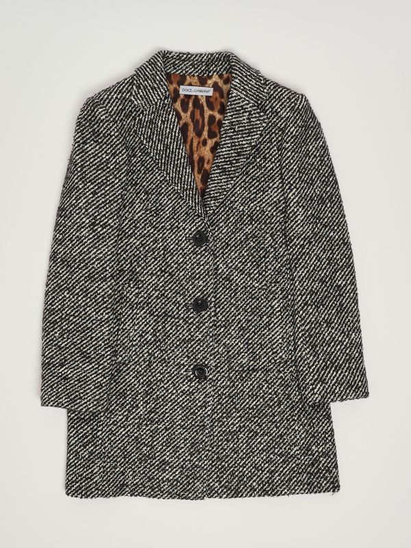 1. Wool and silk blend coat for girls White-Black Dolce e Gabbana l54c62fmzai