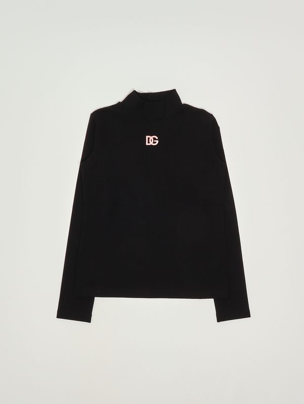 1. Girls' cotton mock-neck top Black Dolce e Gabbana l5jtleg7n9l