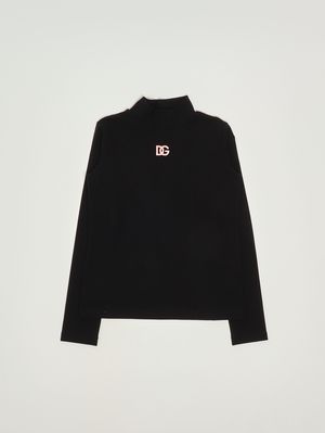 Sous-pull fille en coton Noir Dolce e Gabbana